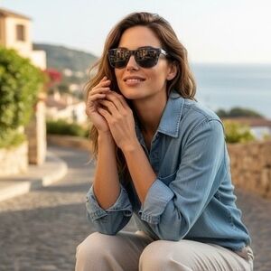 Prive Revaux The Beau Blue Marble Square Polarized Sunglasses with Case New